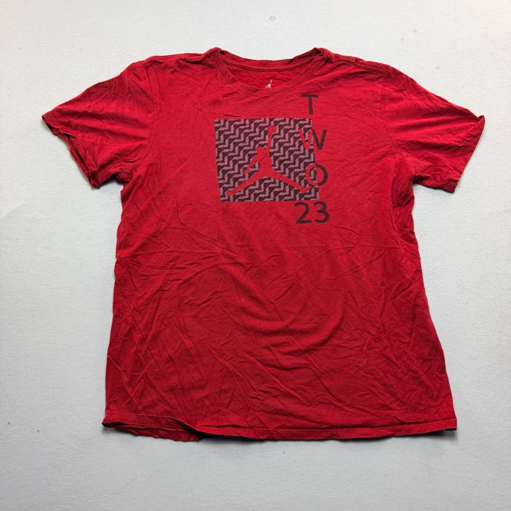 Jordan Graphic Tee Mens Large Red Excellent Jumpman Two 23 Short Sleeve Shirt